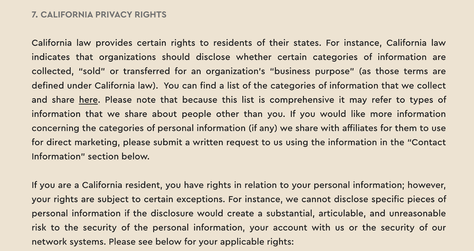 salon privacy policy example