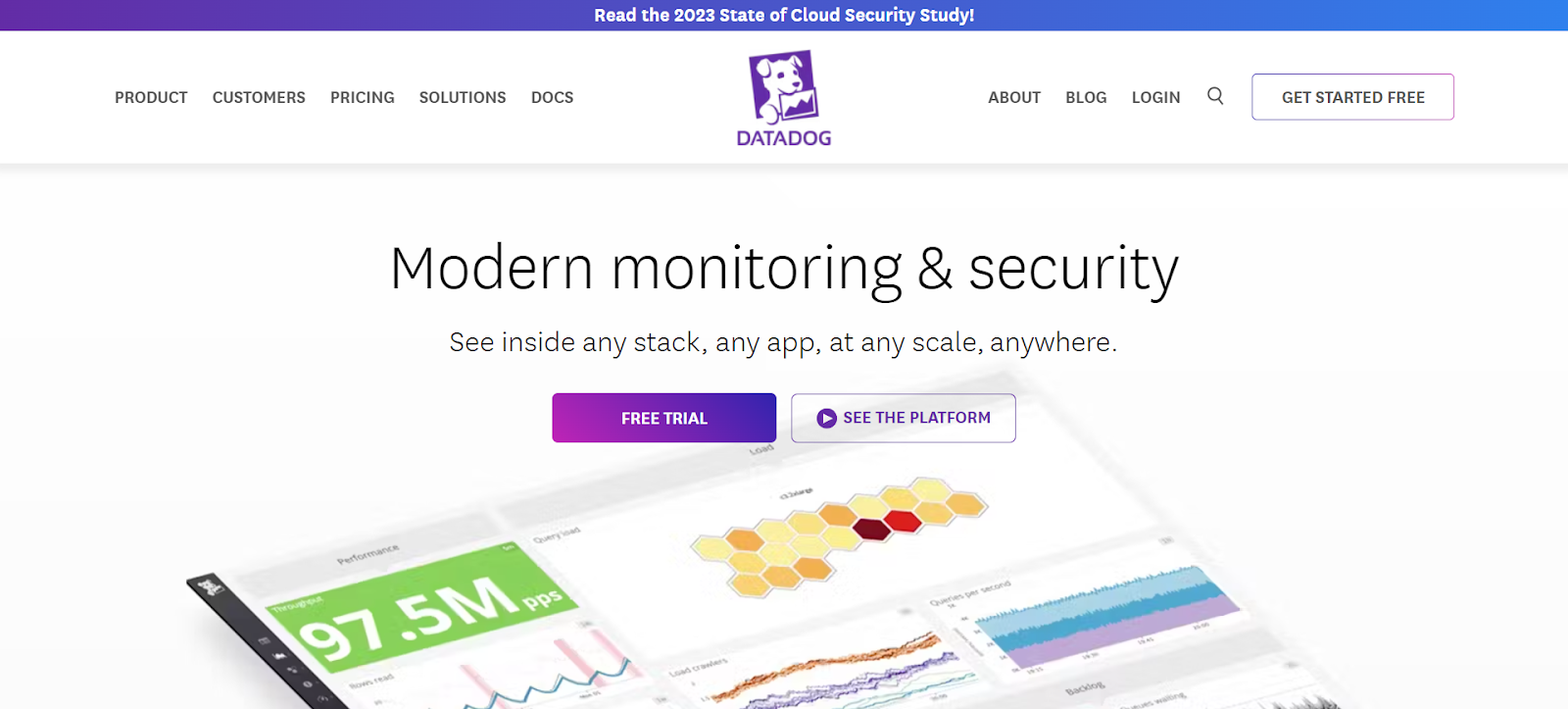 A screenshot of Datadog's website