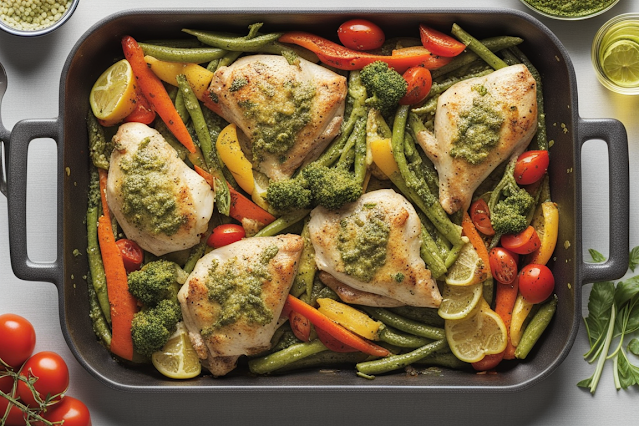 One-Pan Pesto Chicken and Colorful Veggies