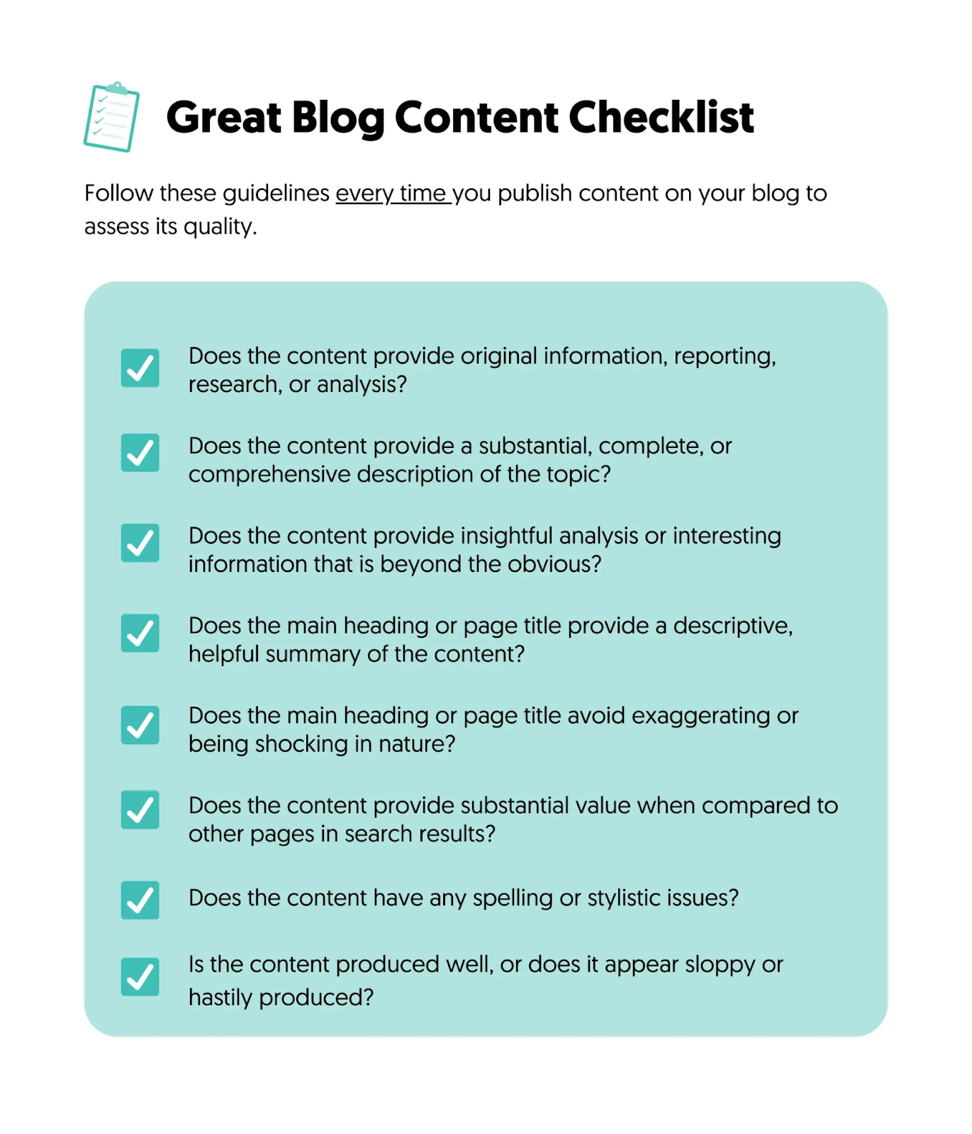 Great Blog Content Checklist