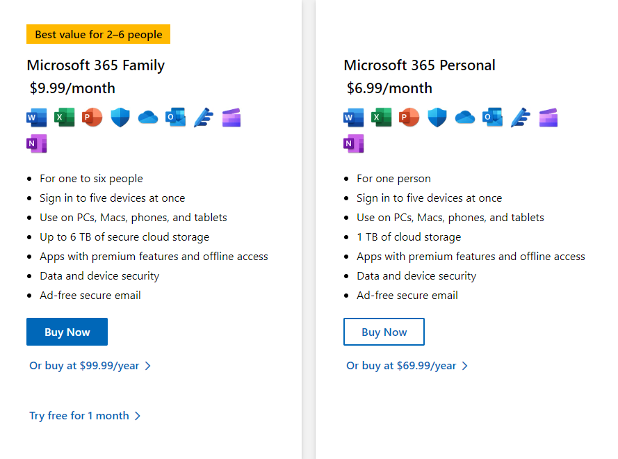 Microsoft OneNote Pricing