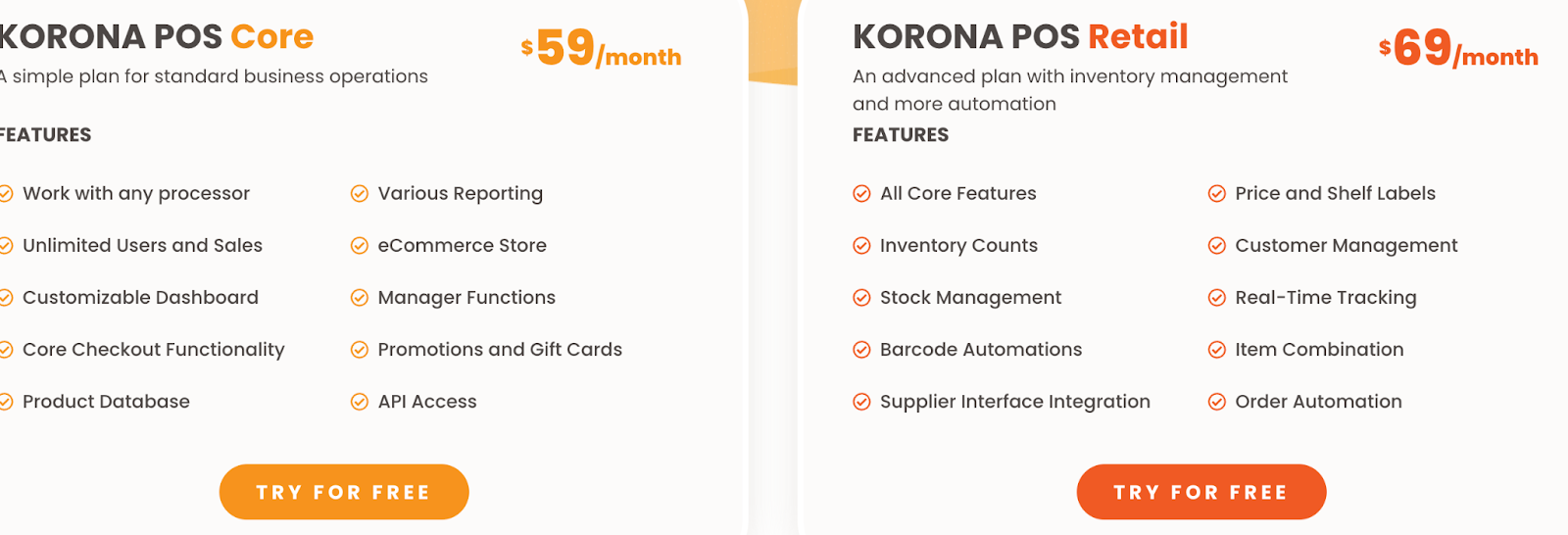 Image illustrating the KORONA's pricing structure, known as one of the best overall POS solution for convenience stores. 