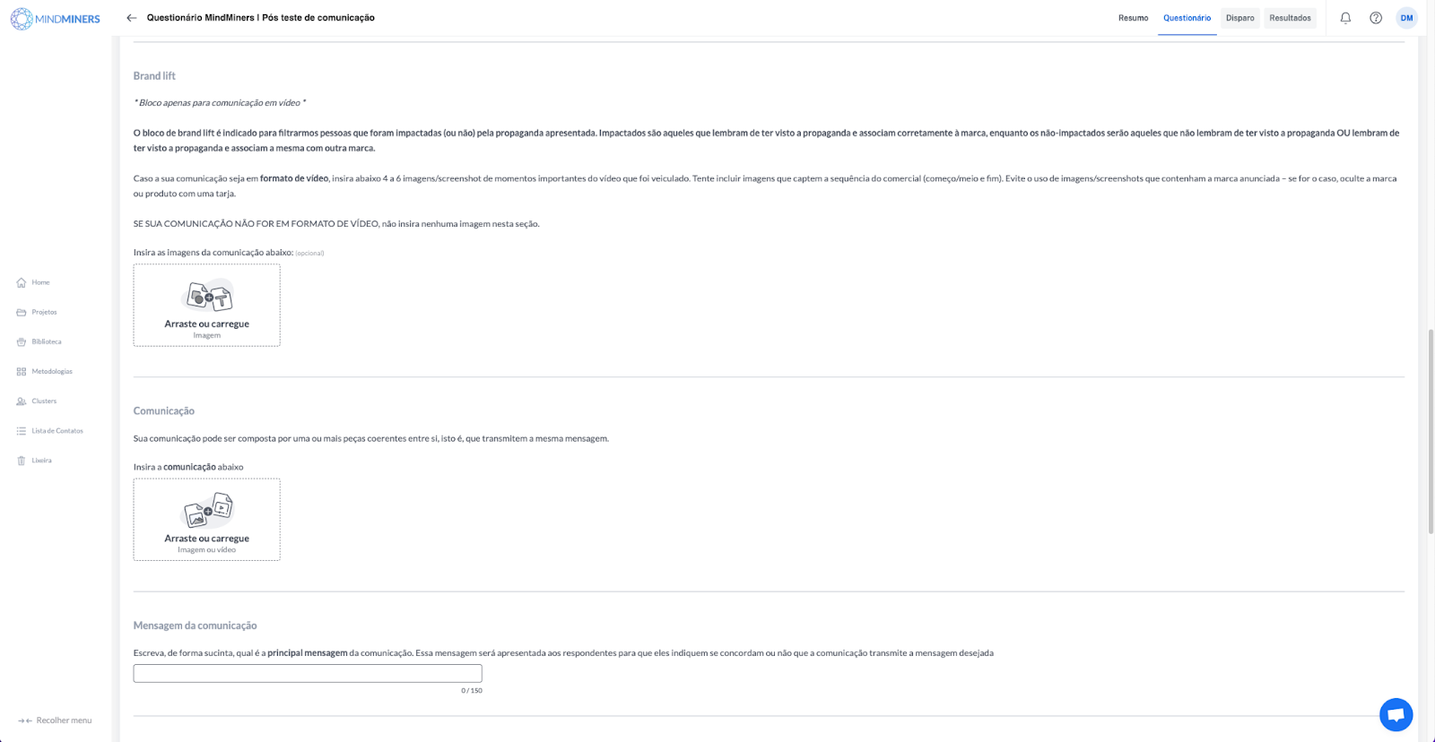 Como criar uma pesquisa de pós-teste de comunicação com a MindMiners