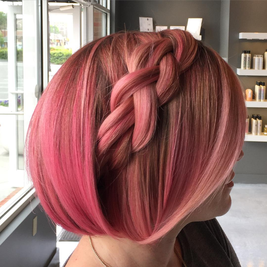  Pink Bob and Chunky Braid