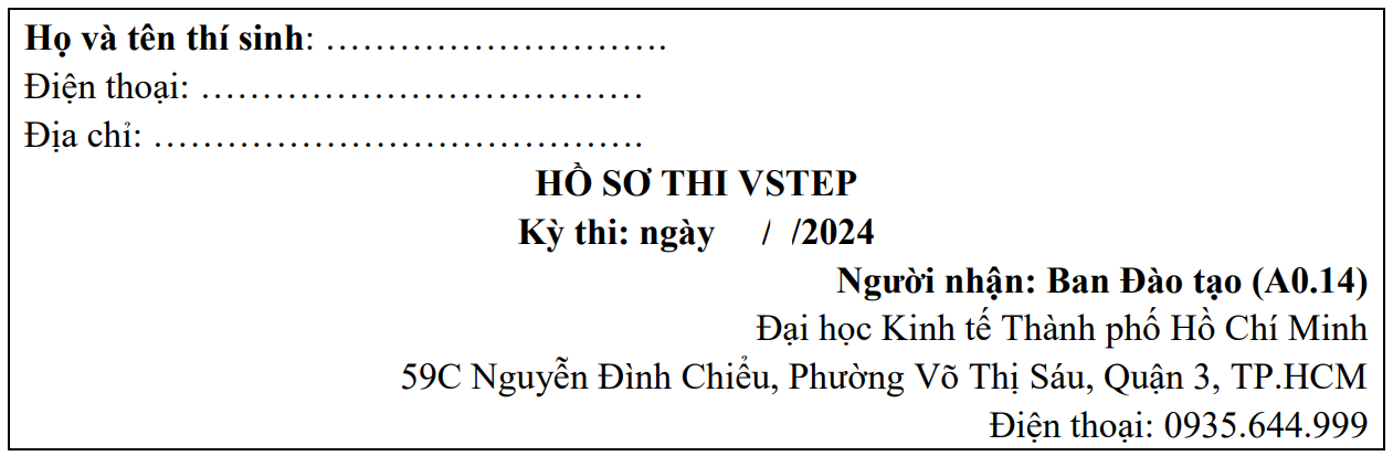 Ghi rõ thông tin phía ngoài hồ sơ