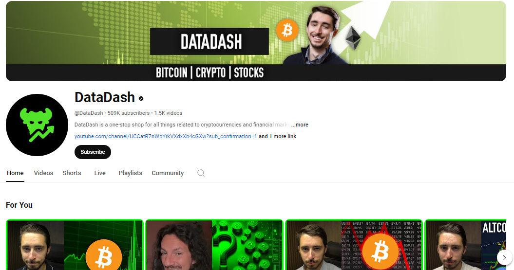 DataDash, a prominent YouTube channel, is a key resource for learning crypto trading