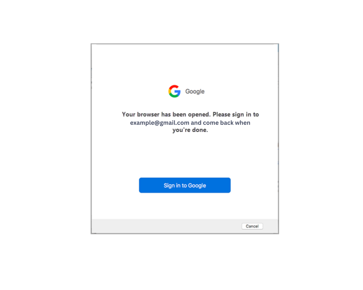 Sign in to Google screen