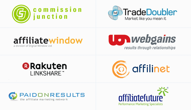 An image of lots of different logos for affiliate networks. 