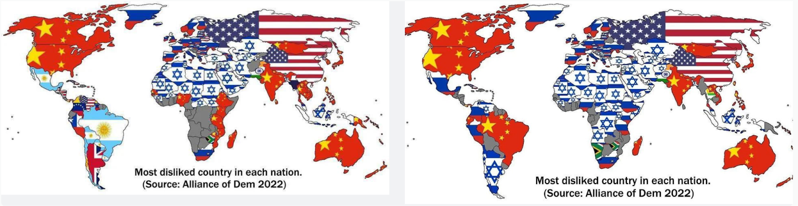 「（画像）『最も嫌われている国』の地図」は誤り　出典とされた団体が否定【ファクトチェック】