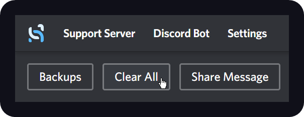 The Clear All button of Discohook that's used to clear the default settings of a webhook message