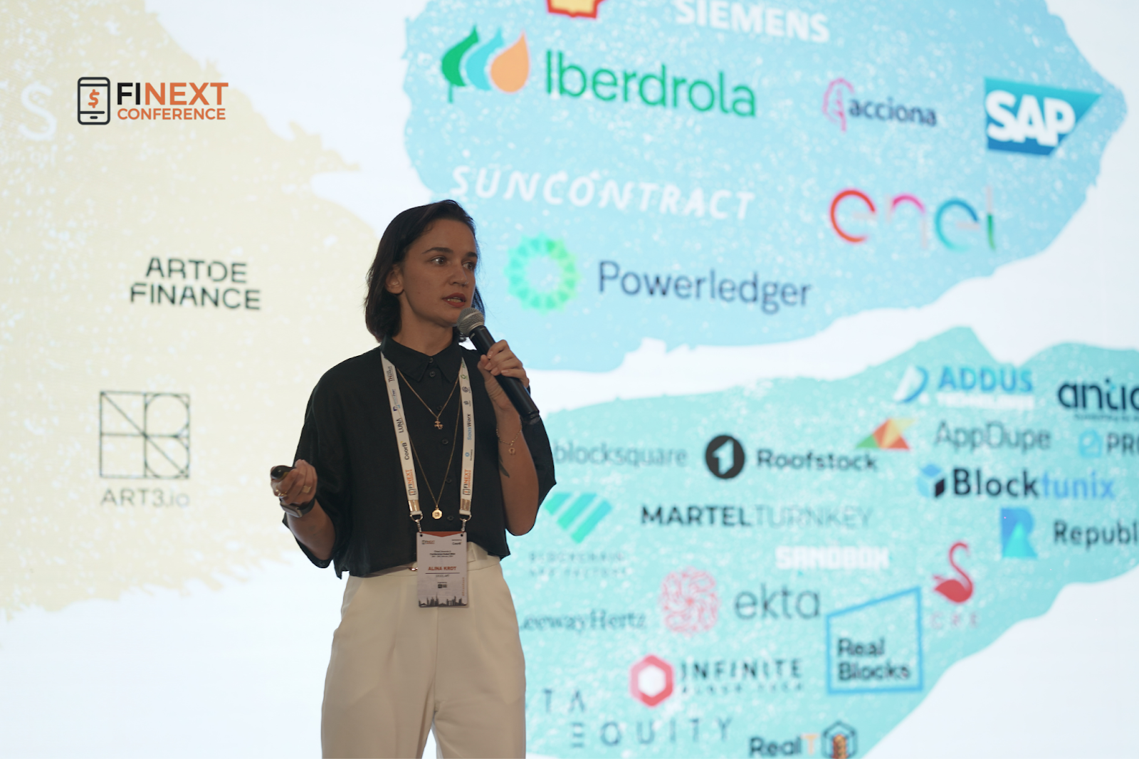 Alina Krot, CEO of 10101.art, at the FiNext Conference in Dubai