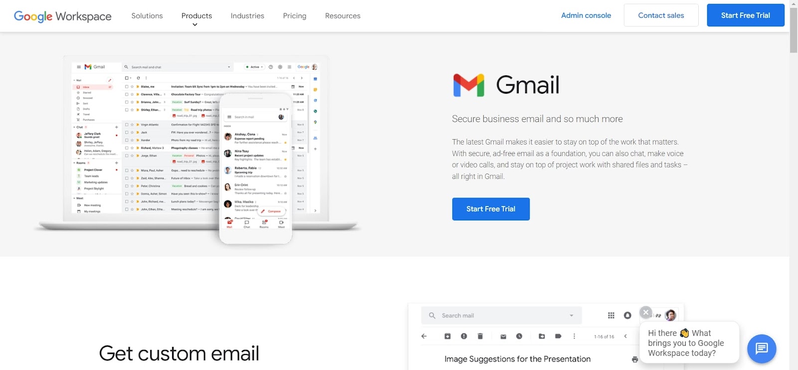 Screenshot of Gmail Business Account for desktop