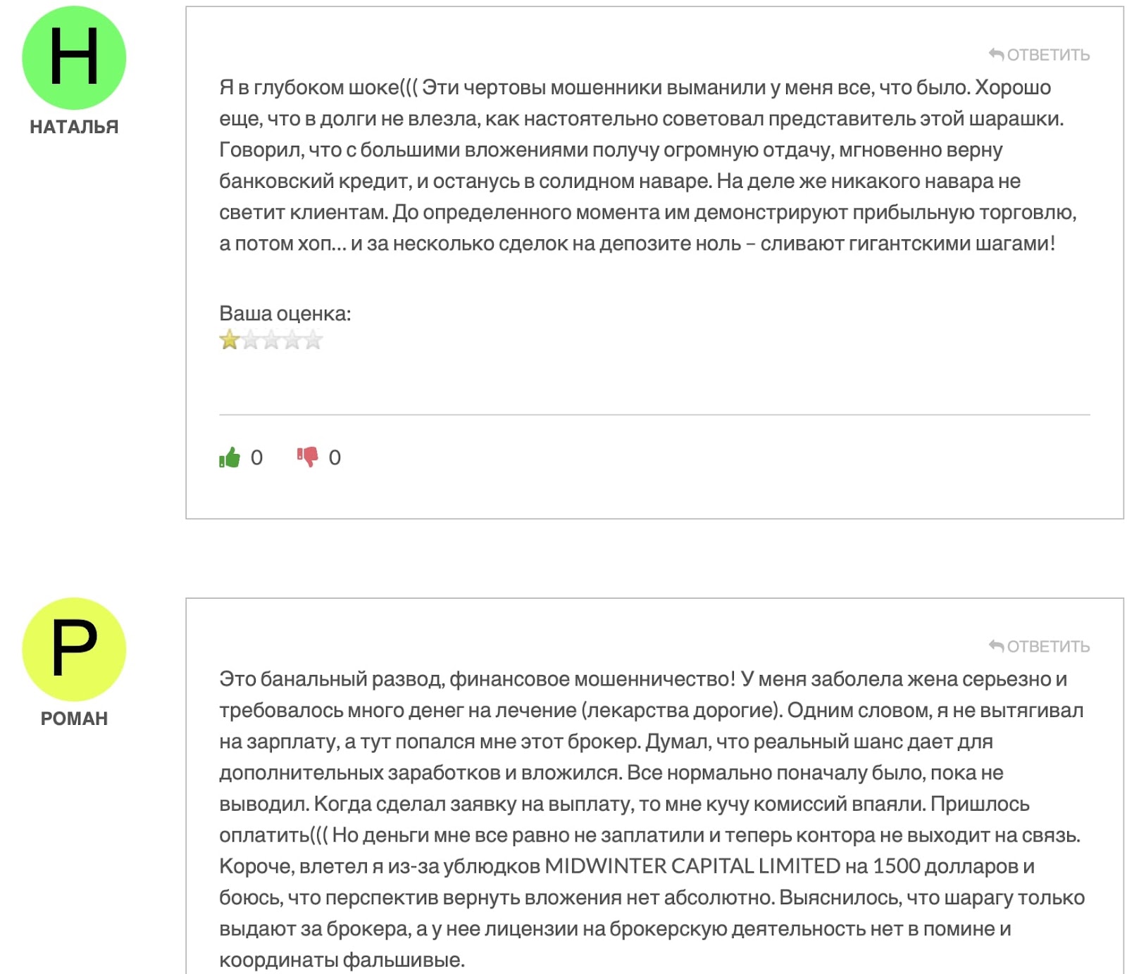 Midwinter Capital Limited: отзывы клиентов о компании в 2024 году