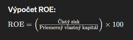 ROE, skratka pre Return on Equity (návratnosť vlastného kapitálu), je finančný ukazovateľ, ktorý meria schopnosť spoločnosti generovať zisk z jej vlastného kapitálu (t.j. z investícií akcionárov). Vyjadruje sa ako percento a poskytuje prehľad o tom, ako efektívne spoločnosť využíva investovaný kapitál na generovanie zisku. ROE je dôležitým ukazovateľom pre investorov, pretože ukazuje, akú návratnosť môžu očakávať zo svojich investícií do spoločnosti.