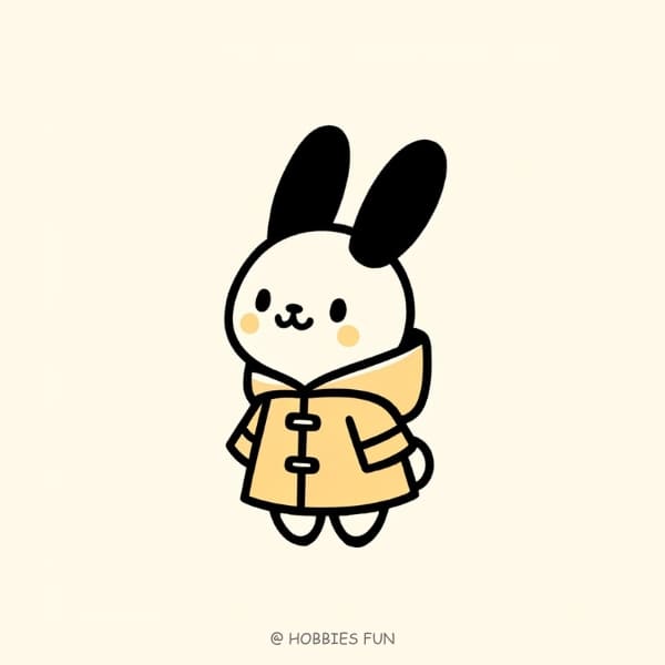Cute Bunny in Raincoat Drawing Easy