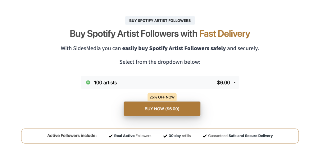 Buy Spotify Followers from Sidesmedia