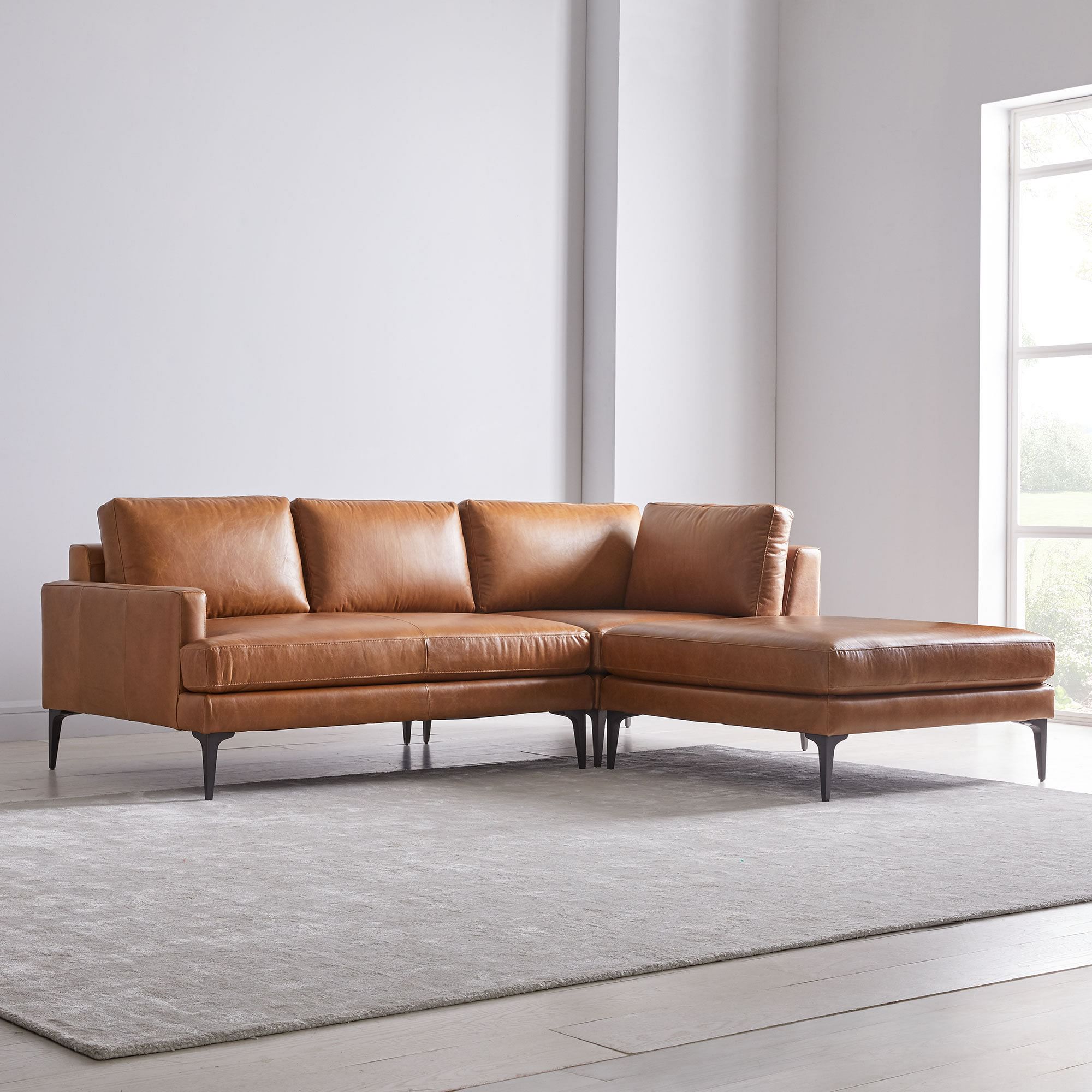 West Elm: Andes Leather Sofa (Cognac)