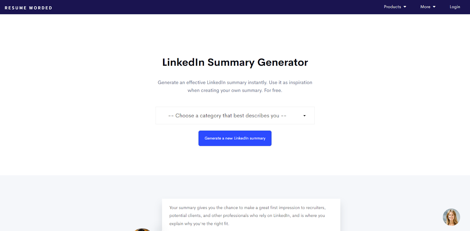 Resume Worded LinkedIn Summary Generator