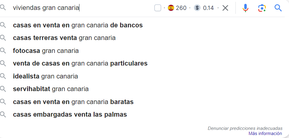 busqueda de palabras clave en google