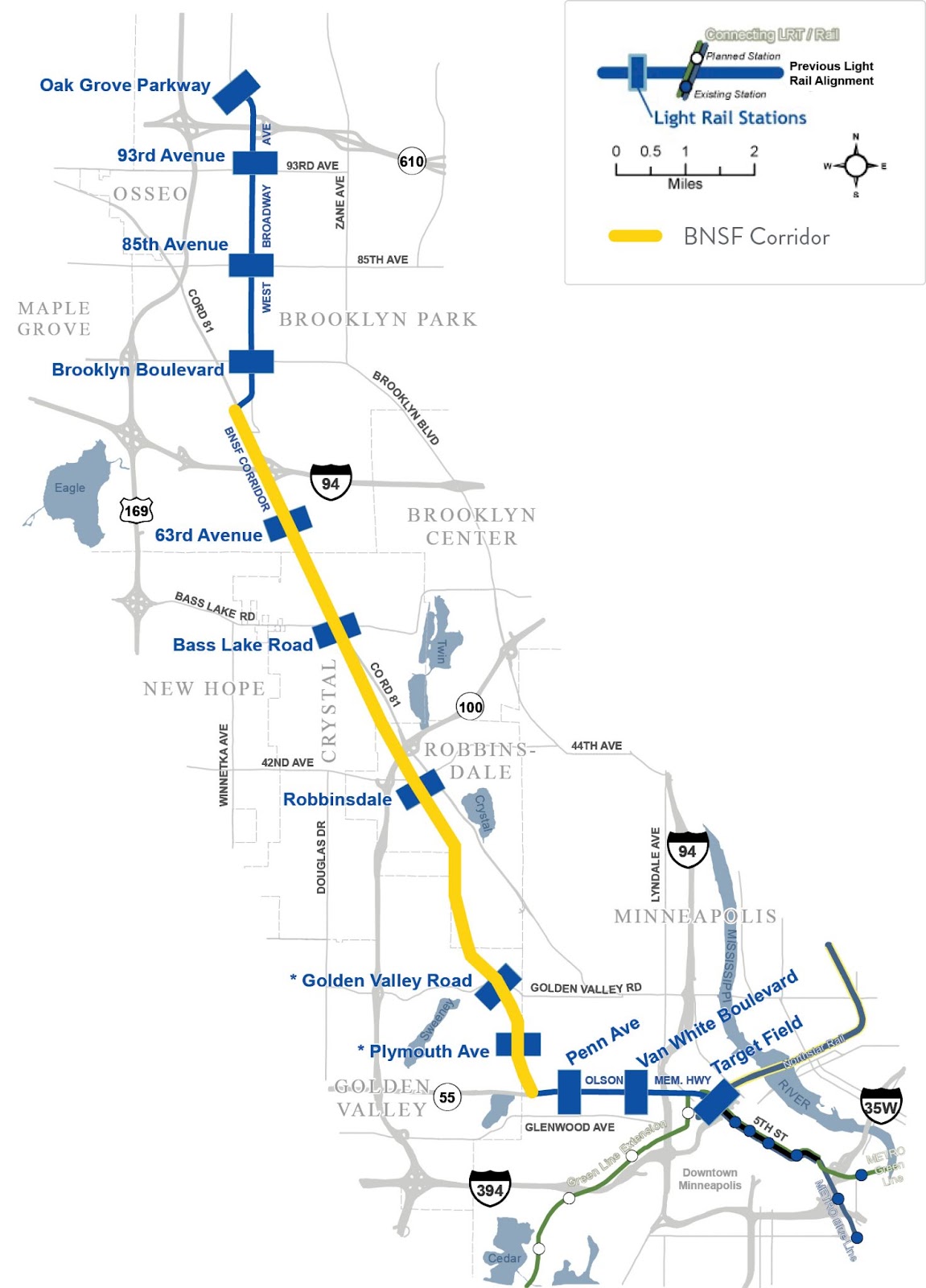 Original METRO Blue Line extension alignment map | Image: Metropolitan Council