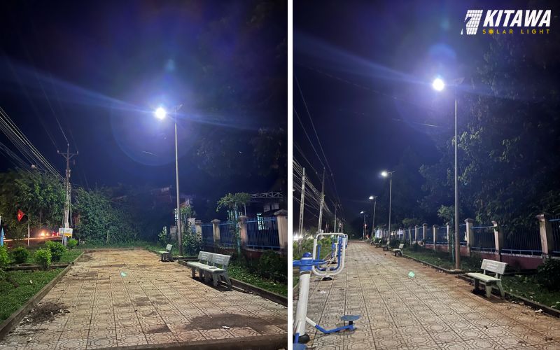 KITAWA lắp đặt đèn đường năng lượng 200W tại UBND xã Đồng Tiến