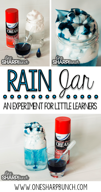 Teach your kindergarten students all about rain and clouds using this rain experiment for kids! Perfect for a rainy day this spring, or as a complement to your weather activities! Follow these super simple steps using common household items!