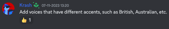 Customer suggestions - different accents
