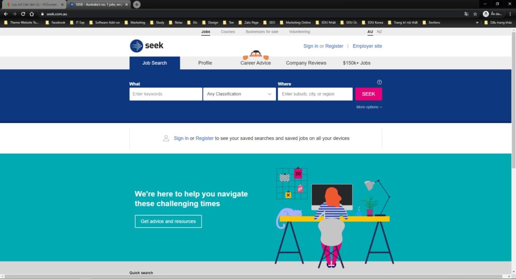 Tìm kiếm việc làm tại các trang web