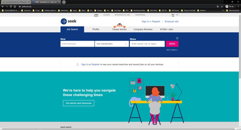 Tìm kiếm việc làm tại các trang web