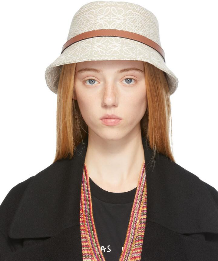 5. LOEWE Bucket Hat in Anagram Jacquard and Calfskin  