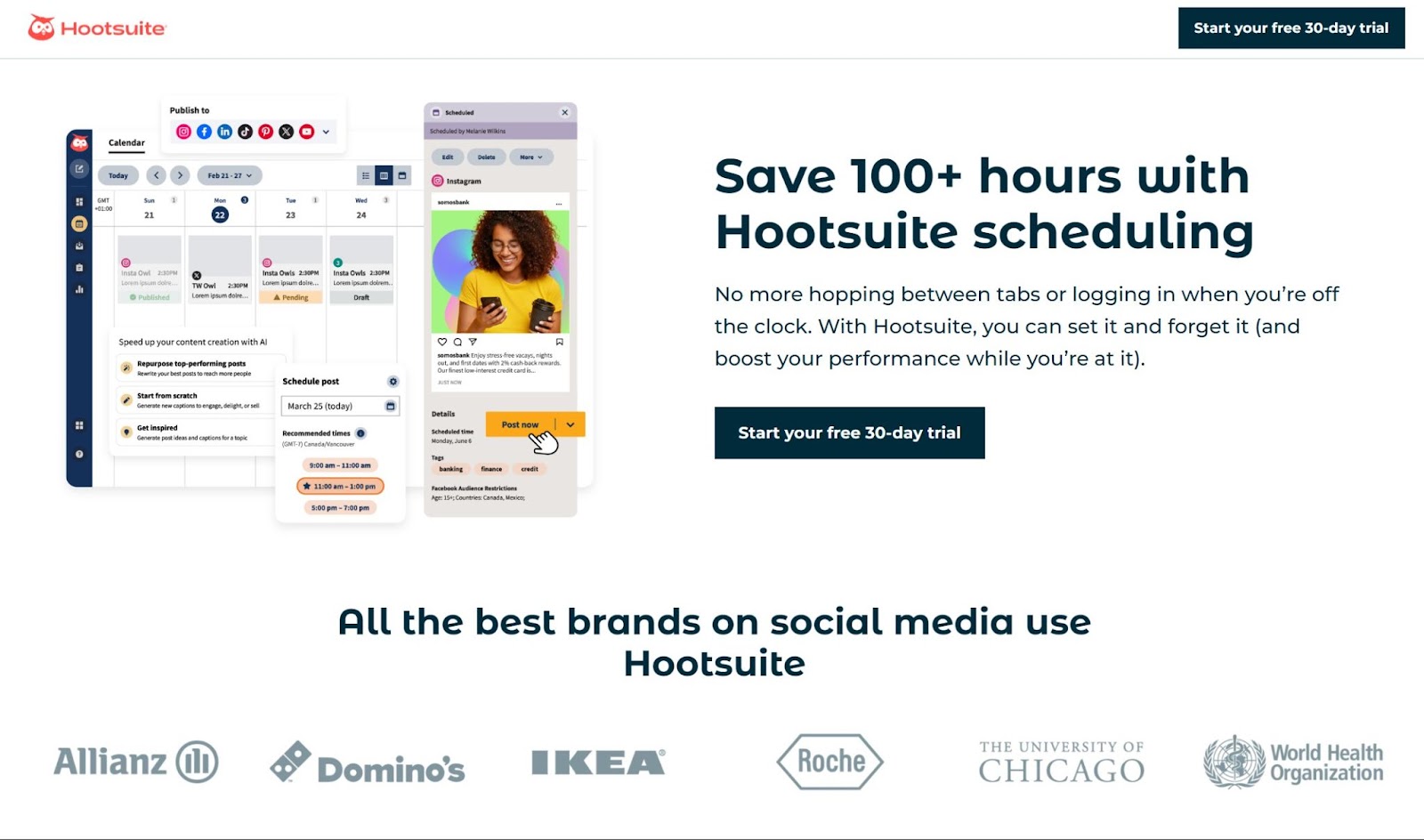 a screenshot of Hootsuite website