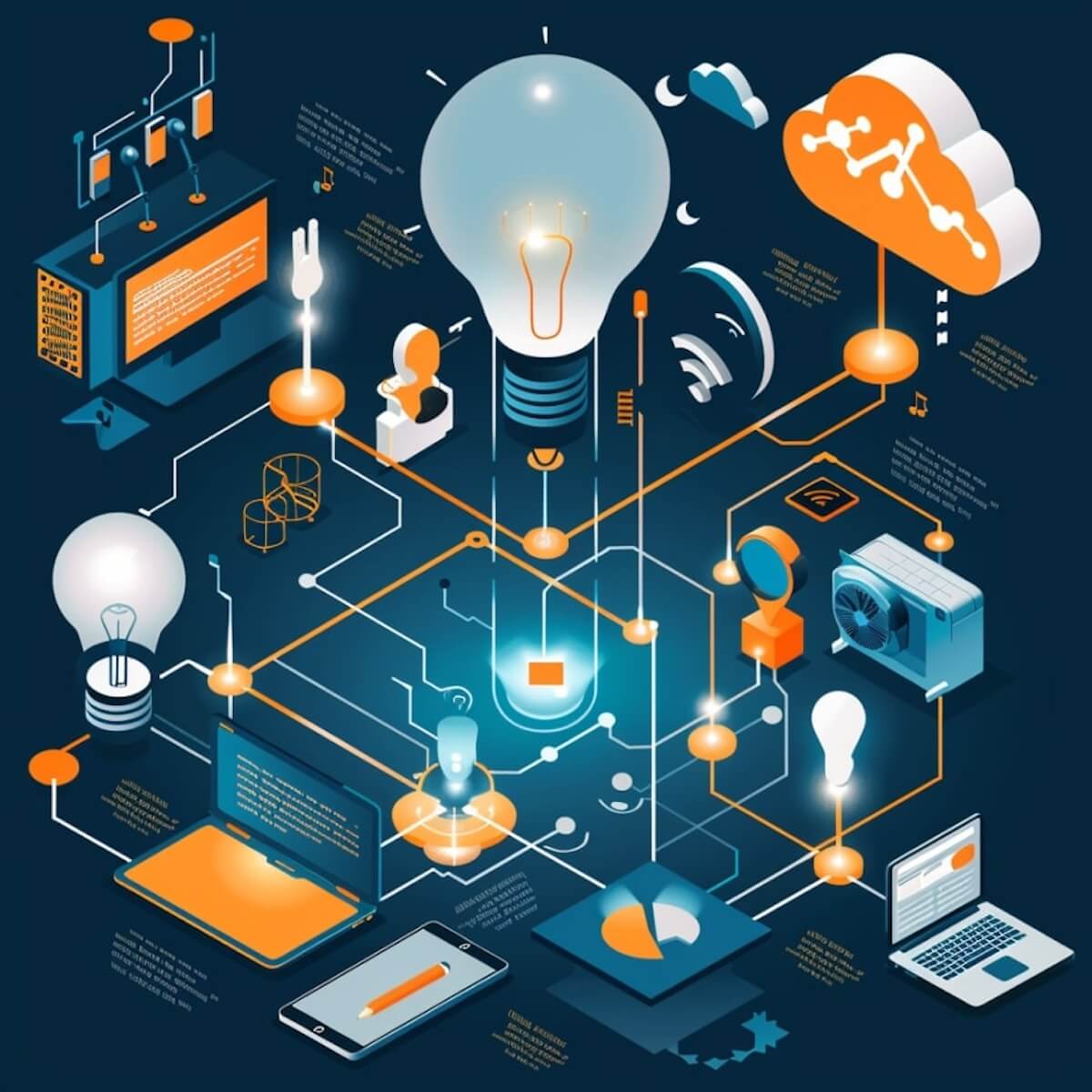 Illustration of various devices connected to each other