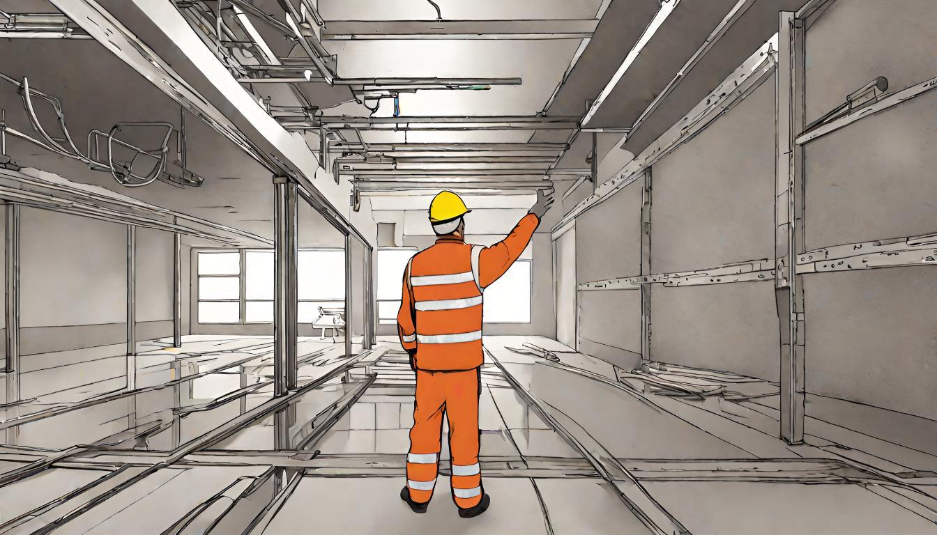 A person in orange safety gear in a room

Description automatically generated