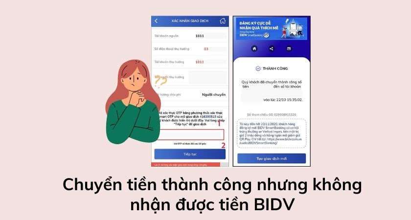 Chuyển tiền thành công nhưng không nhận được tiền BIDV