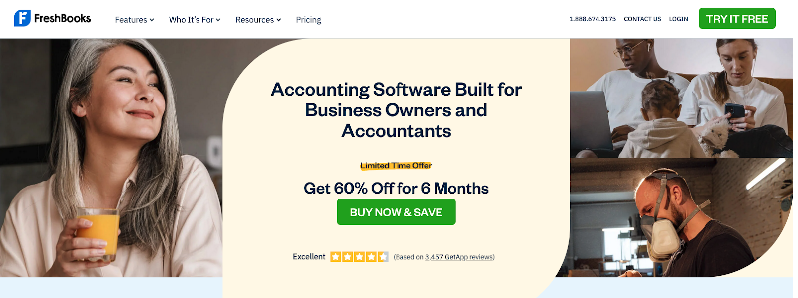 Freshbooks SaaS accounting software homepage
