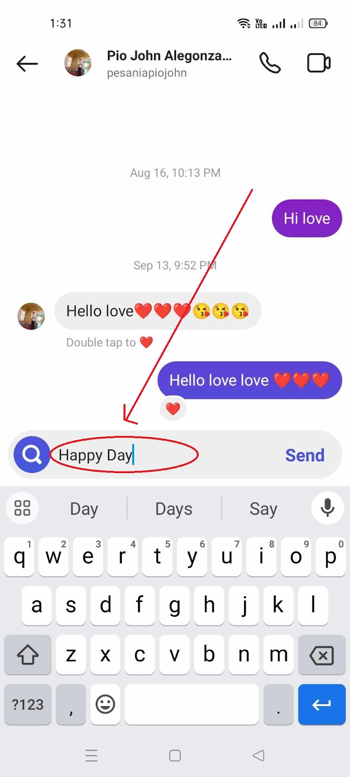 How to Send GIft Messages on Instagram - Type Message