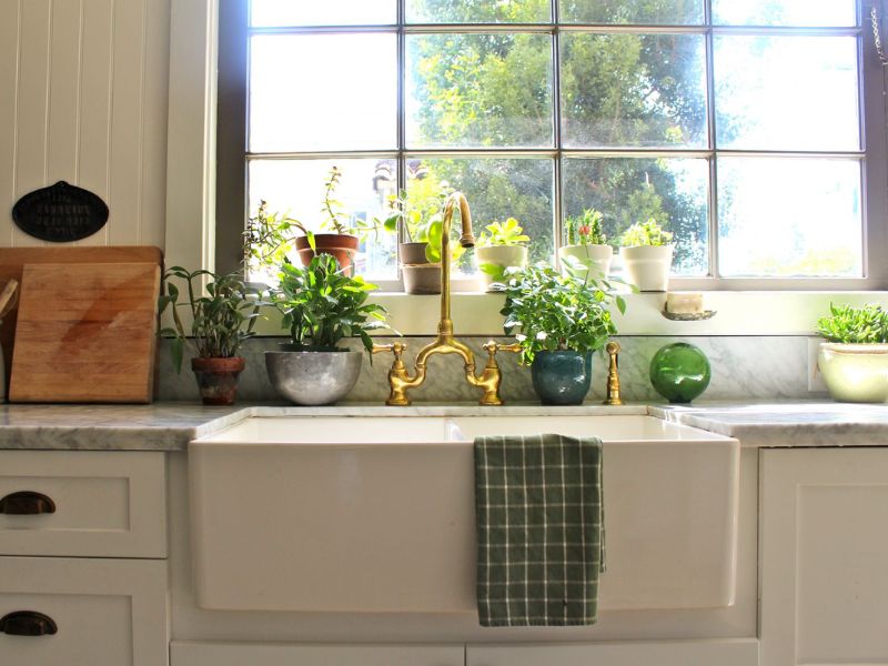 Trang trí không gian bếp với những chậu cây xanh