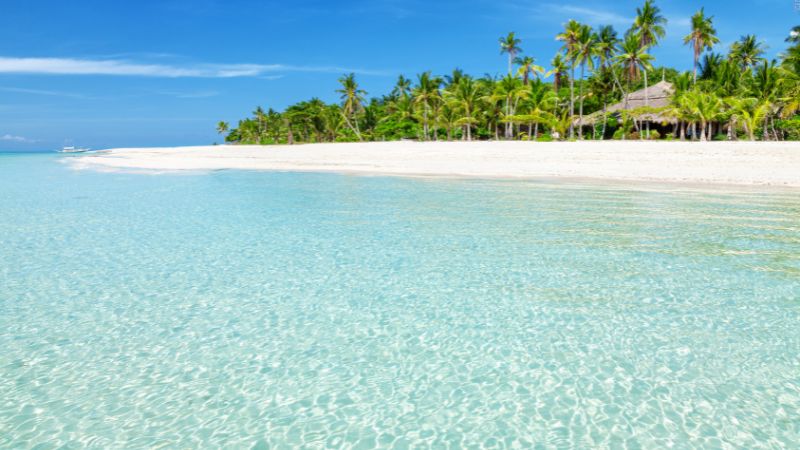 Bantayan Island clear water and white sand beach.