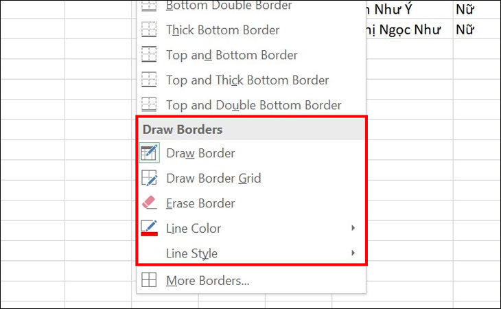 Create borders in Excel quickly