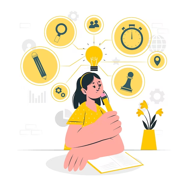 Mindmap Concept as a Girl is Thinking About Templates for Writing an Article