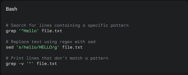 Regex with bash commands 'grep' and 'sed'