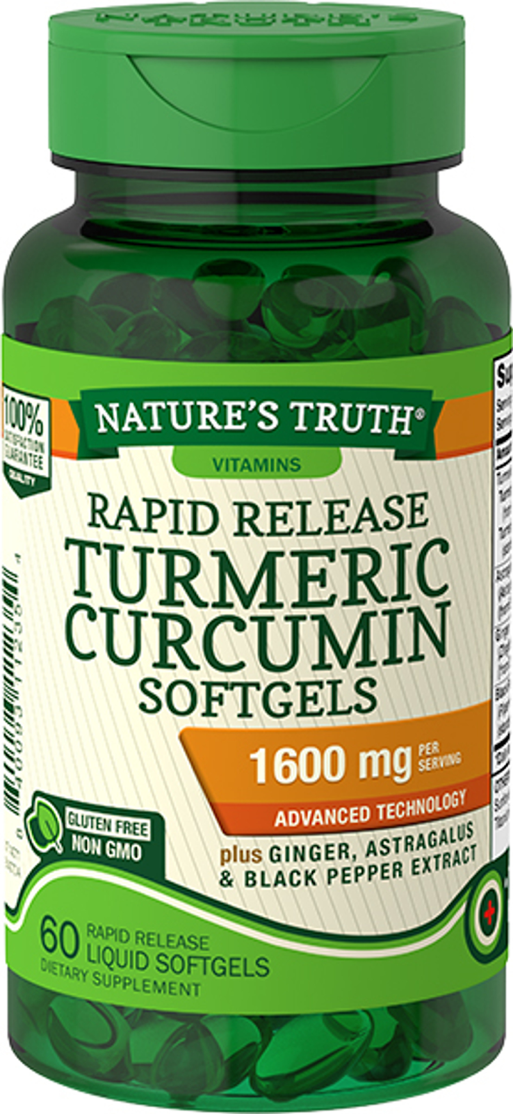 Nature's Truth Rapid Release Turmeric Curcumin 1600 mg Per Serving Softgels - 60 ct