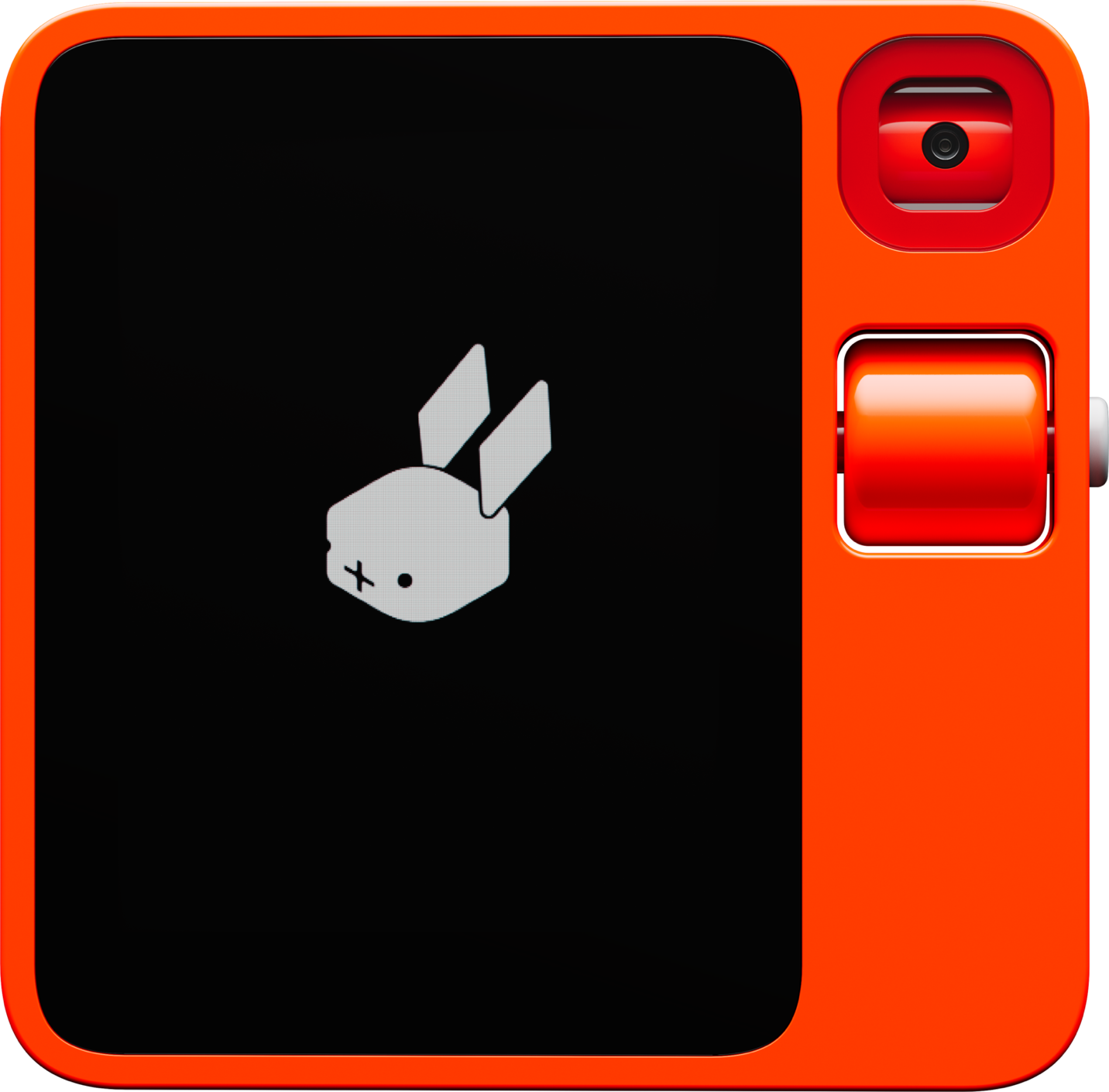 A red and black square with a white rabbit on it

Description automatically generated