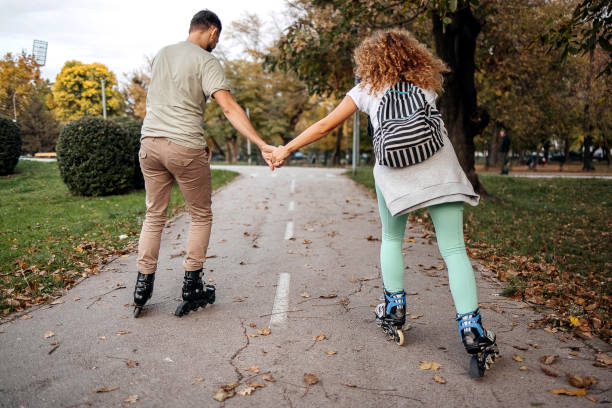 Roller skating together