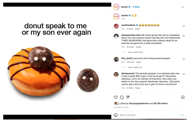 dunkin donuts instagram meme post