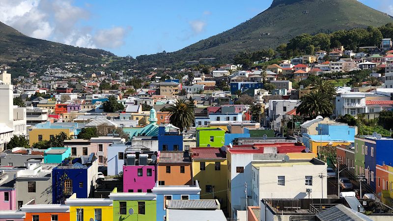 Colorful houses in the Bo-Kaap neighborhood of Cape Town.