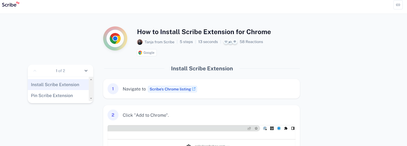 Chrome Extension for Scribe