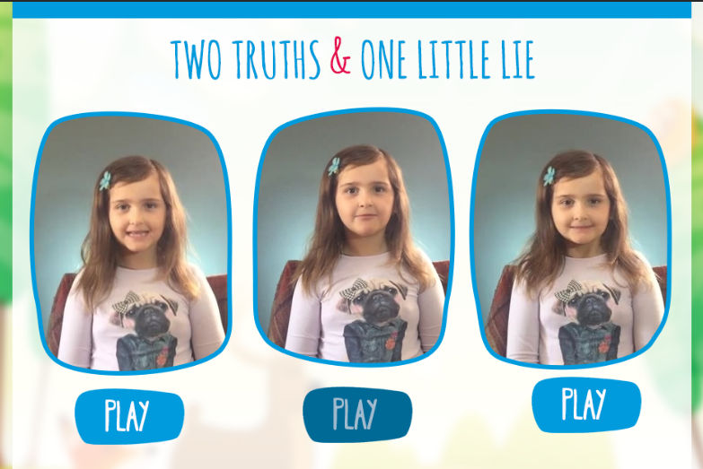A student tells two truths and a lie in an interactive video.
