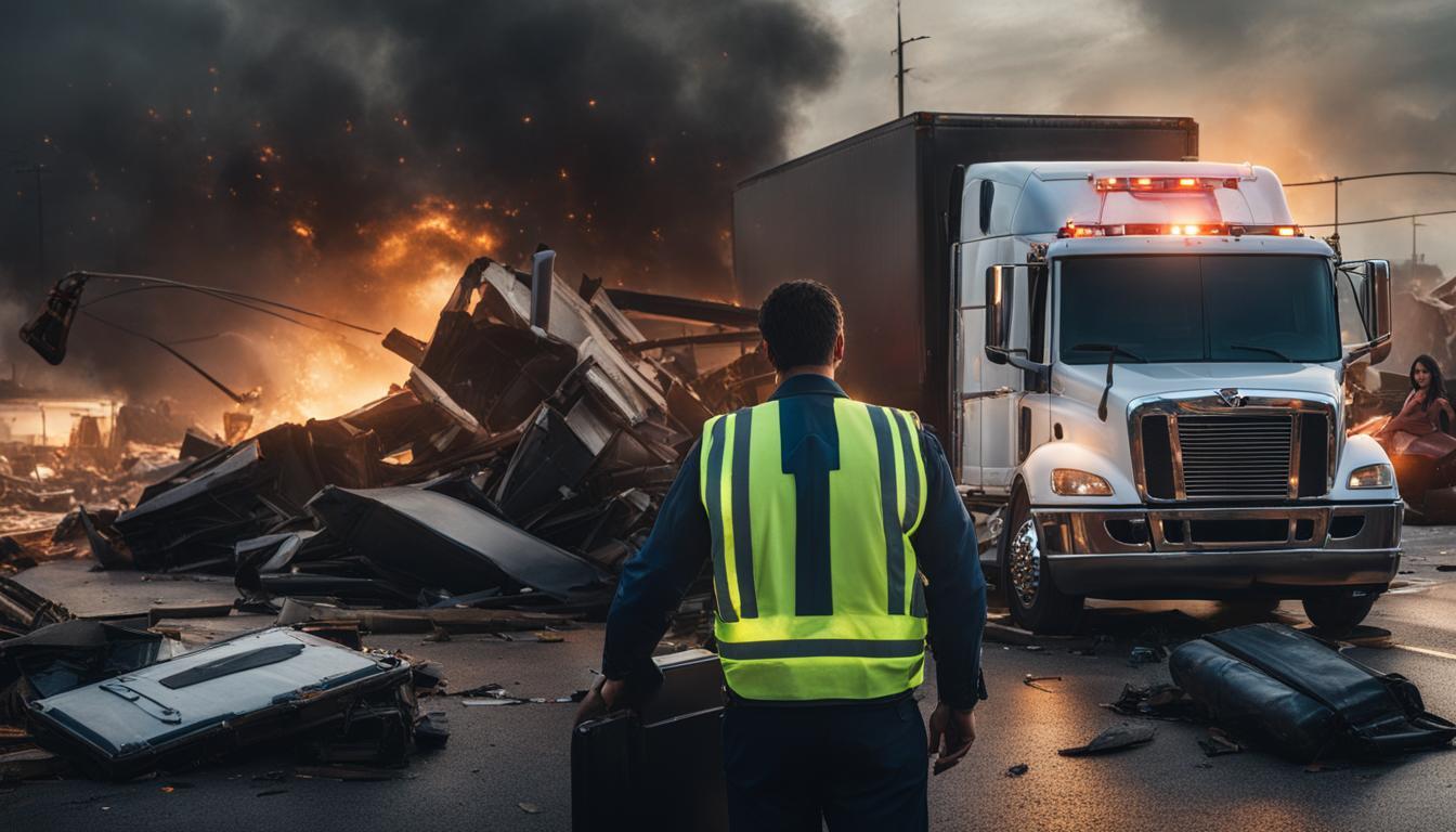 A person in a safety vest looking at a truck and fire

Description automatically generated