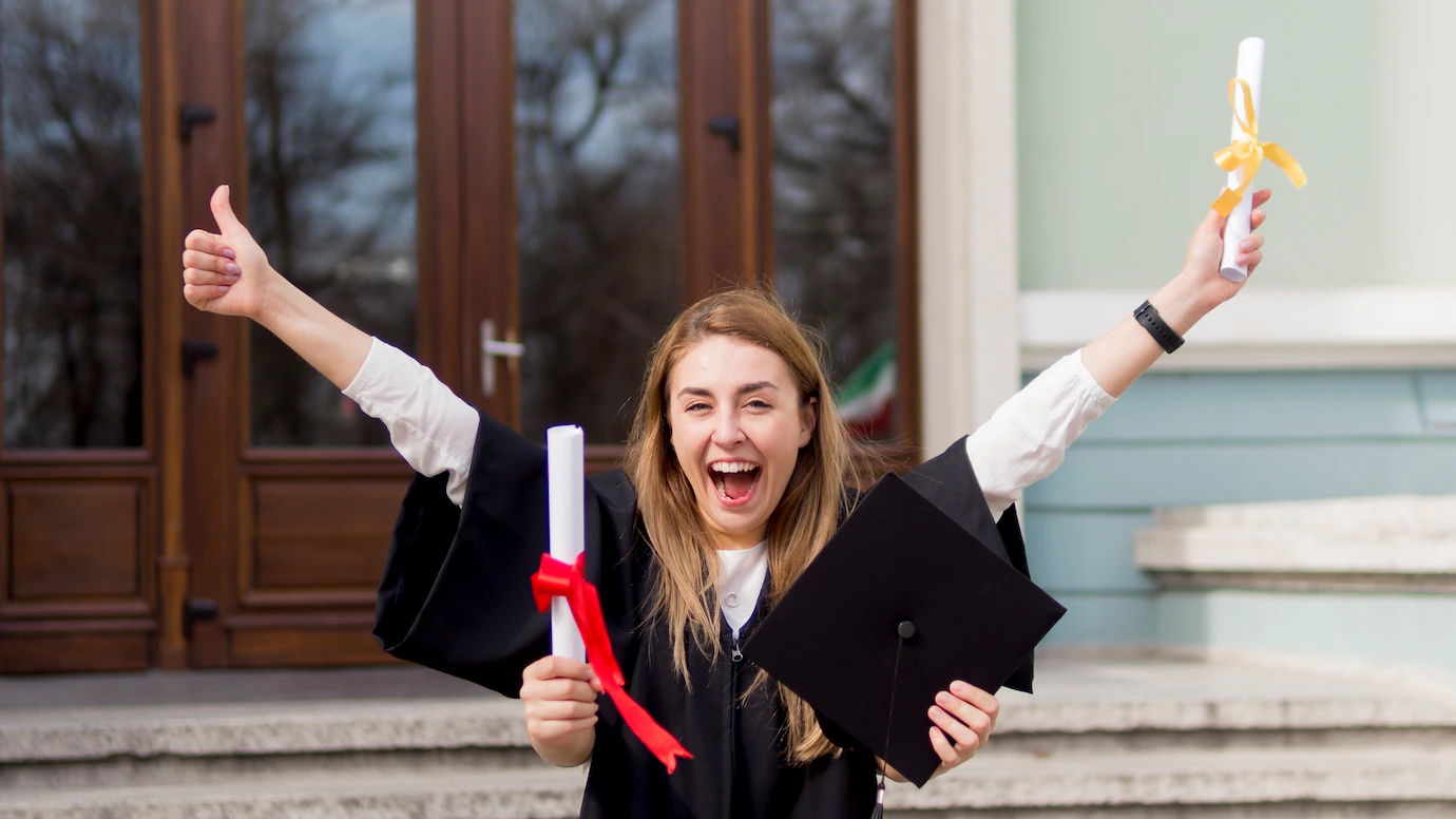 A girl graduating from school and getting ready for college.